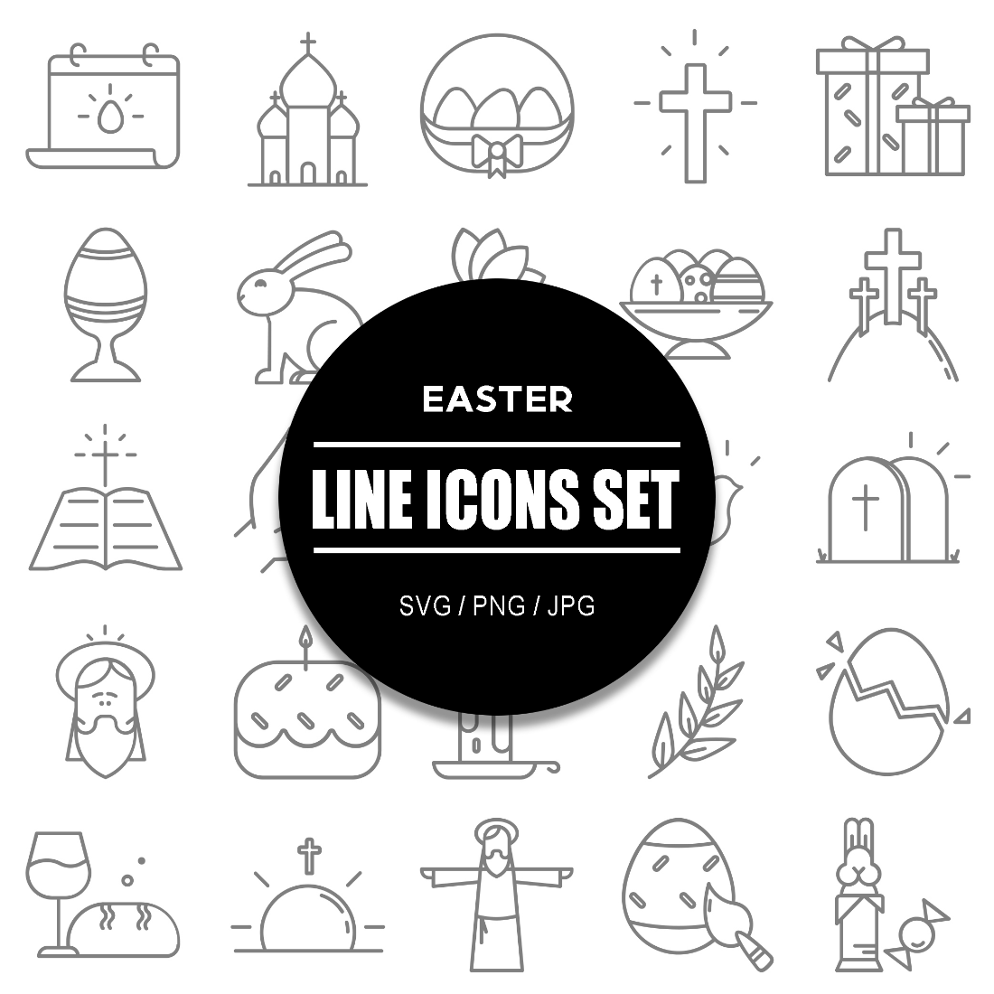 Easter Line Icons Set cover image.