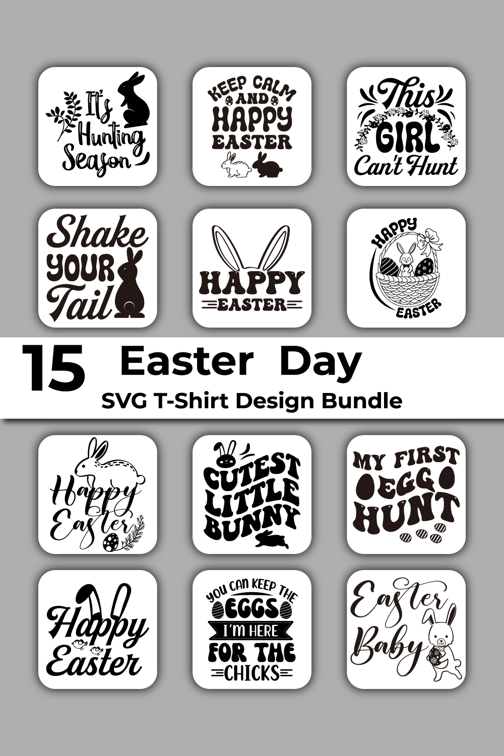15 Easter SVG crafts design Bundle pinterest preview image.