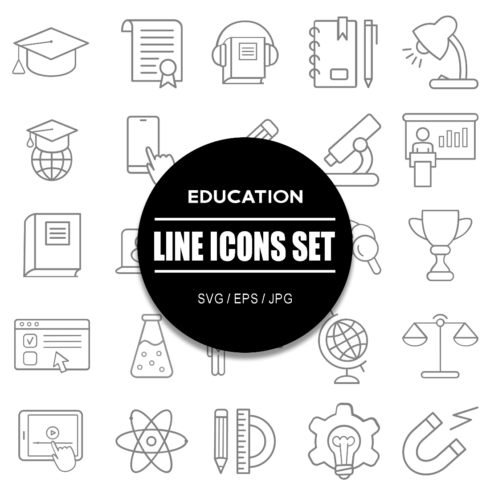 Education Line Icon Set cover image.