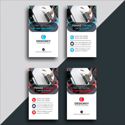 Vertical business card print template cover image.