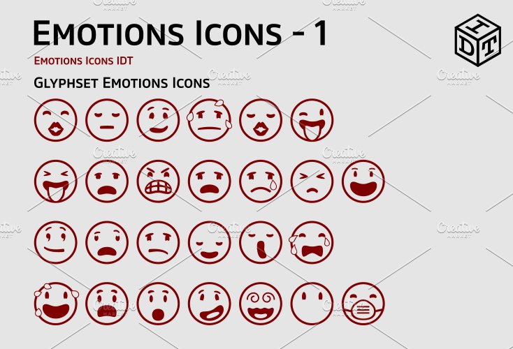 Emotions Icons + Web Font(Free) cover image.