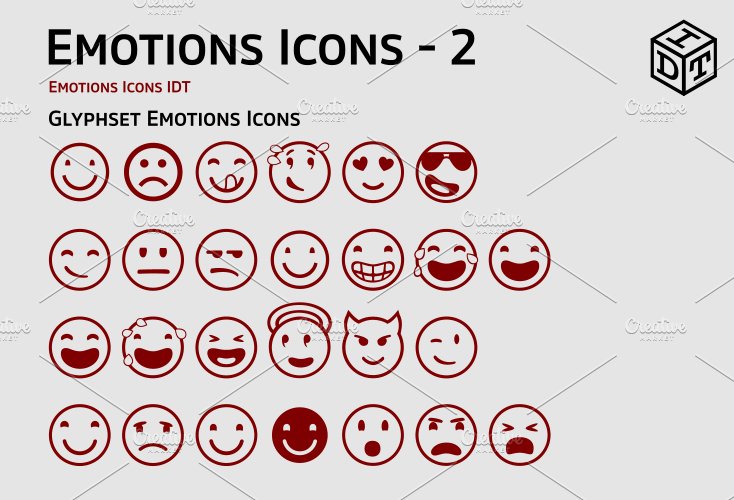 Emotions Icons + Web Font(Free) preview image.