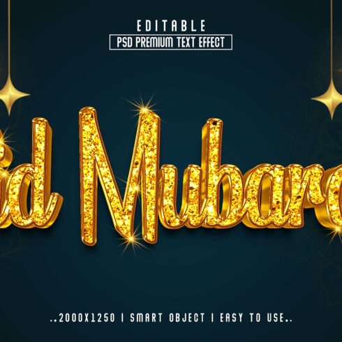 Eid Mubarak 3D Editable Text Effectcover image.