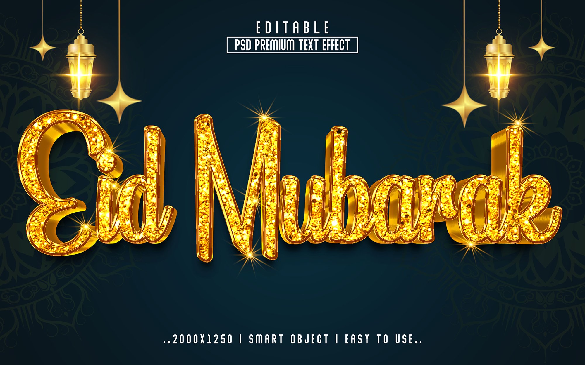 Eid Mubarak 3D Editable Text Effectcover image.