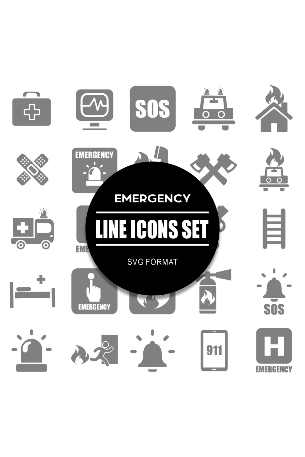 Emergency Icon Set pinterest preview image.