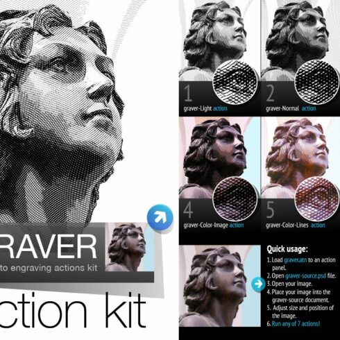 Engrave Photoshop Actions Kitcover image.