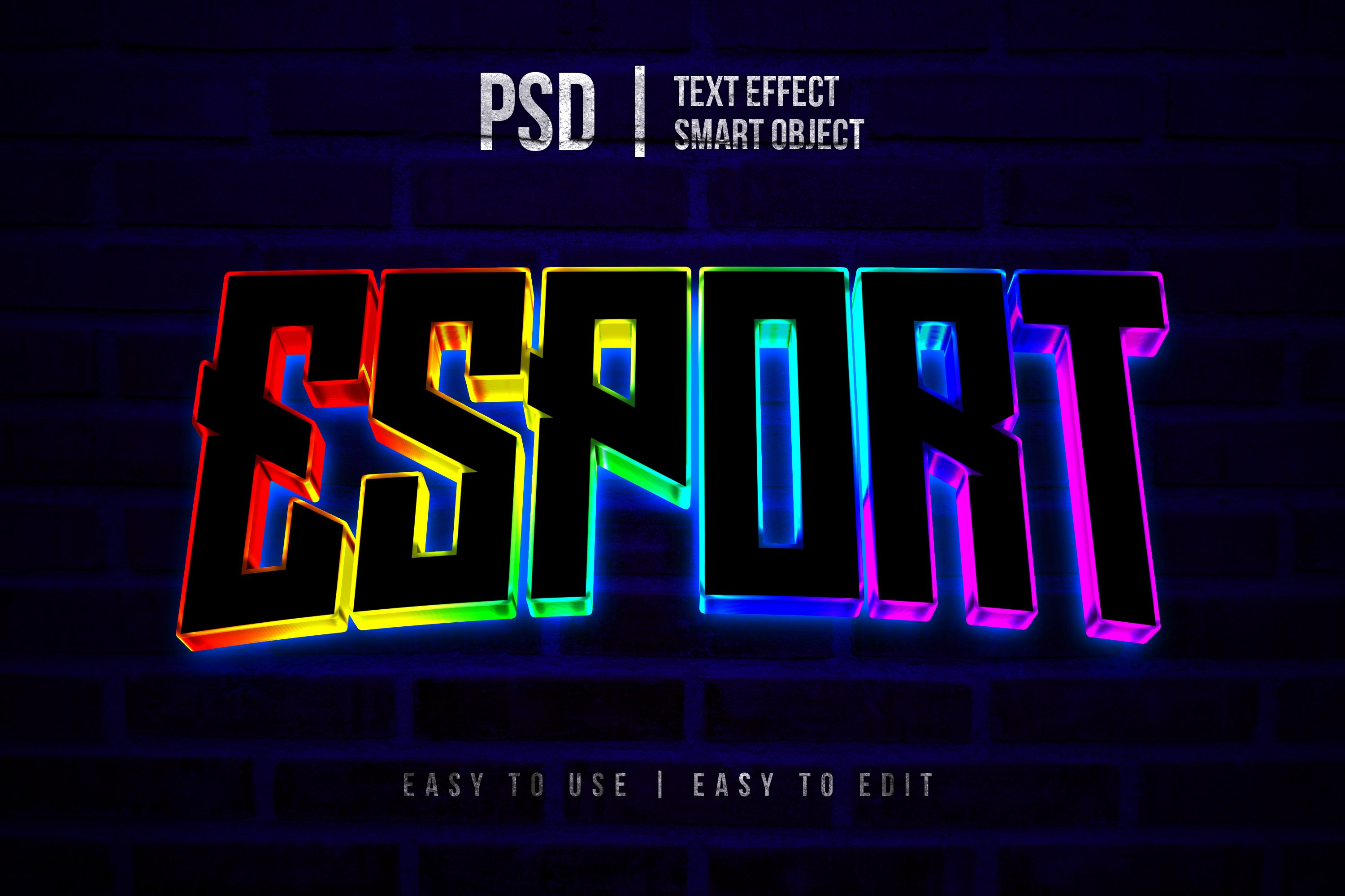 glowing text effect in rainbow neoncover image.