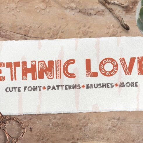 Ethnic love font BUNDLE+ 40 ELEMENTS cover image.