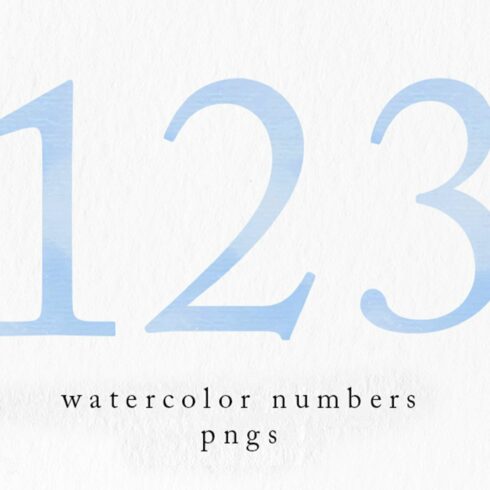 Blue Watercolor Numbers, PNGscover image.