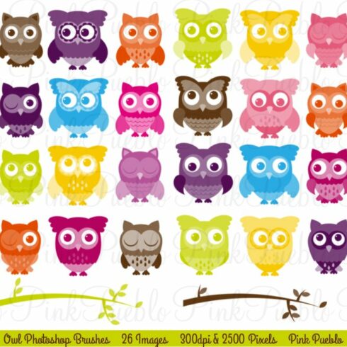 Cute Owl Photoshop Brushescover image.