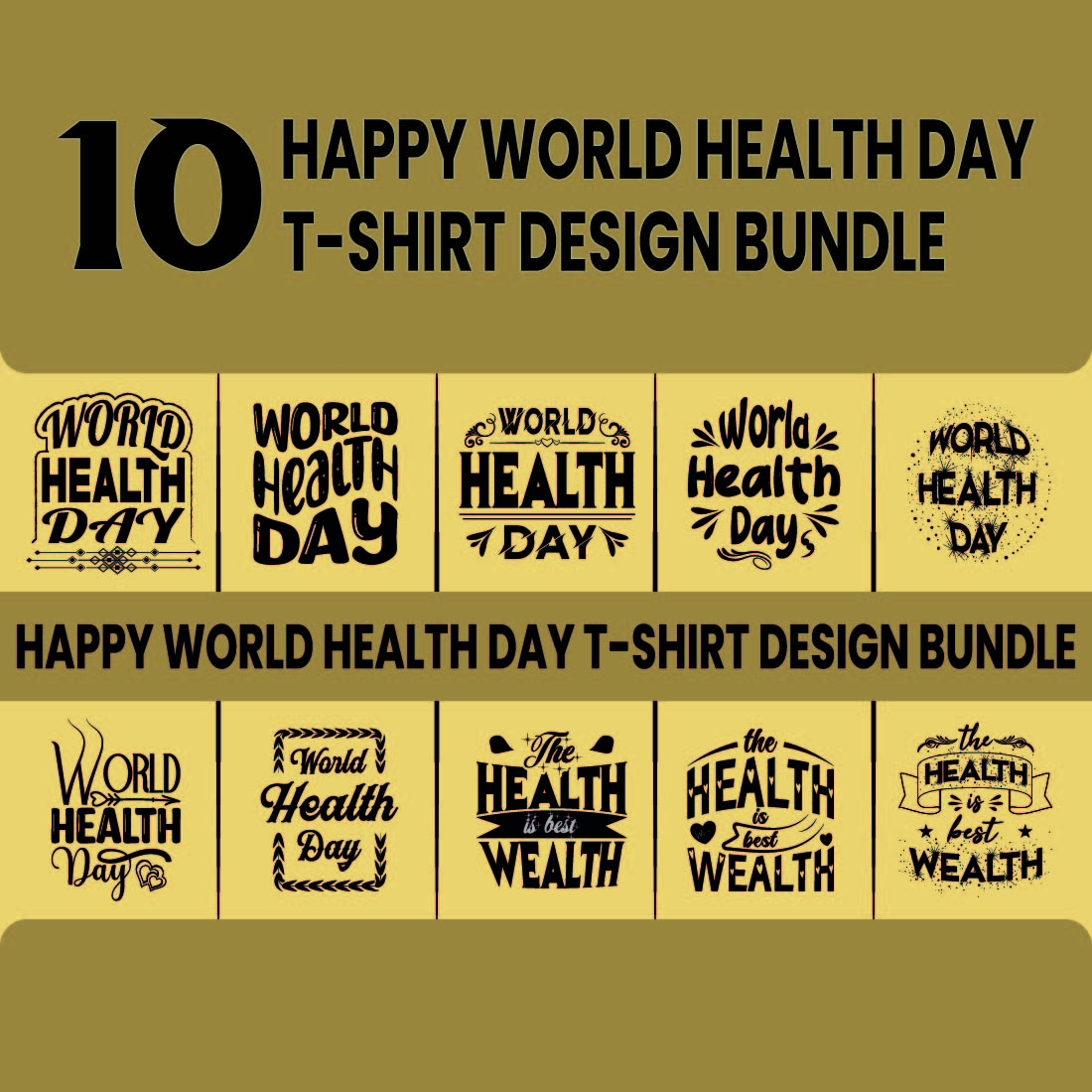 Happy World Health Day T-shirt Design Bundle cover image.