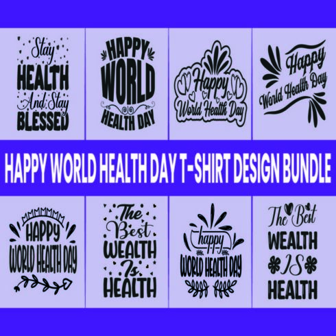 Happy World Health Day T-shirt Design Bundle cover image.