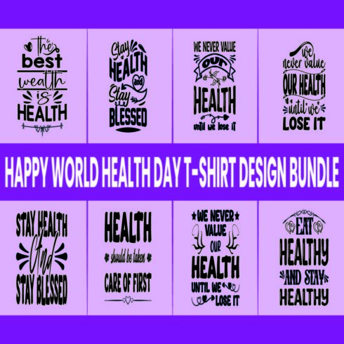 Happy World Health Day T-shirt Design Bundle cover image.