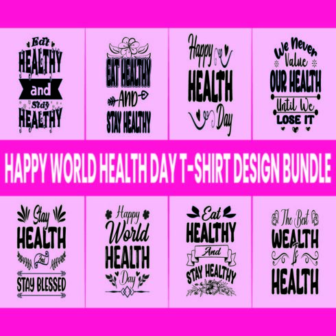 Happy World Health Day T-shirt Design Bundle cover image.