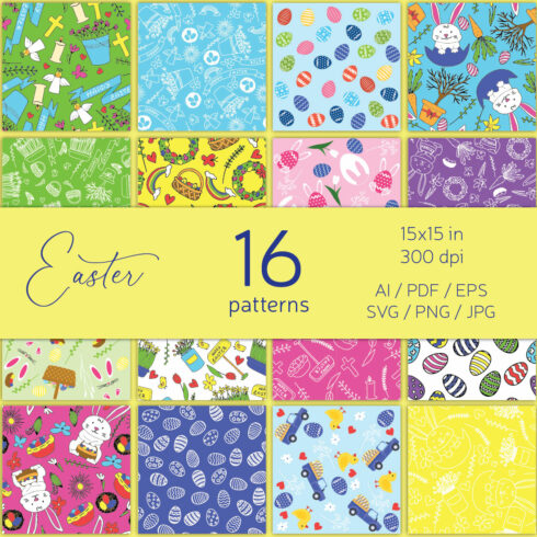 Easter seamless patterns cover image.