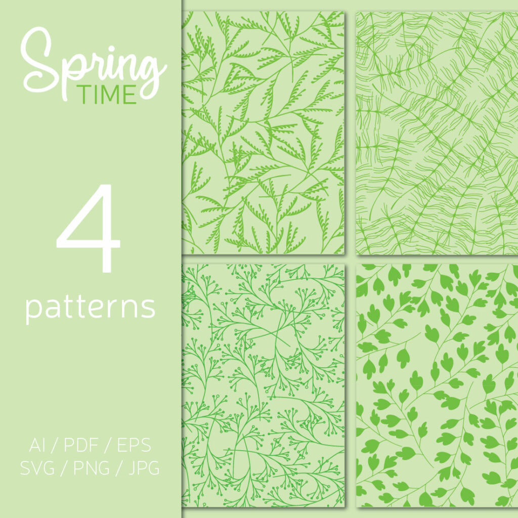 Green monochrome seamless pattern - MasterBundles