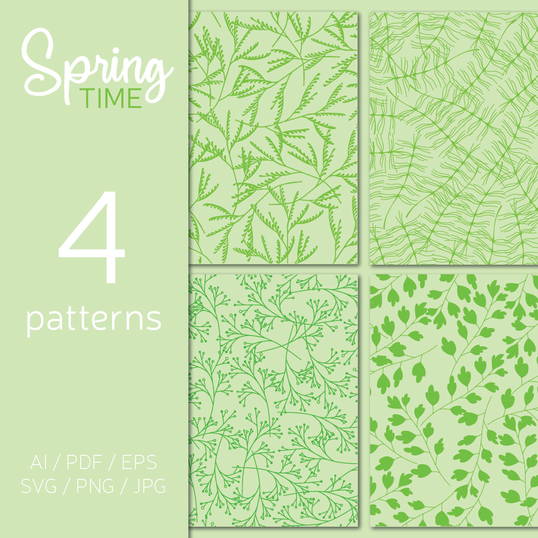 Green monochrome seamless pattern cover image.