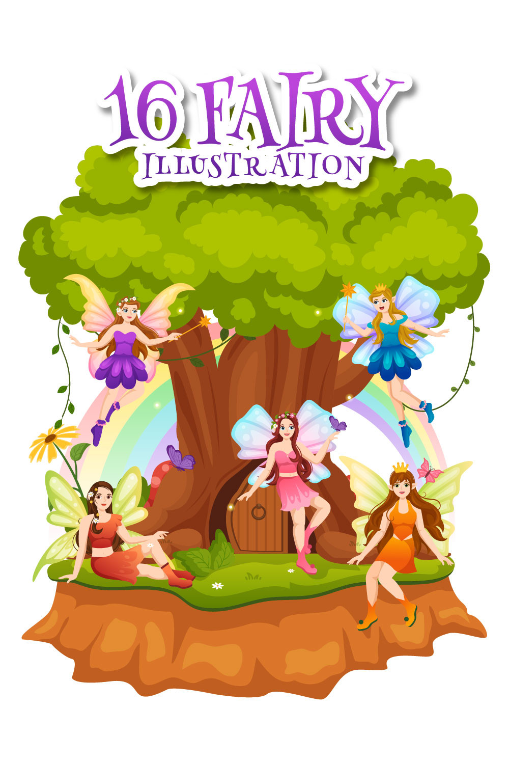 16 Beautiful Flying Fairy Illustration pinterest preview image.