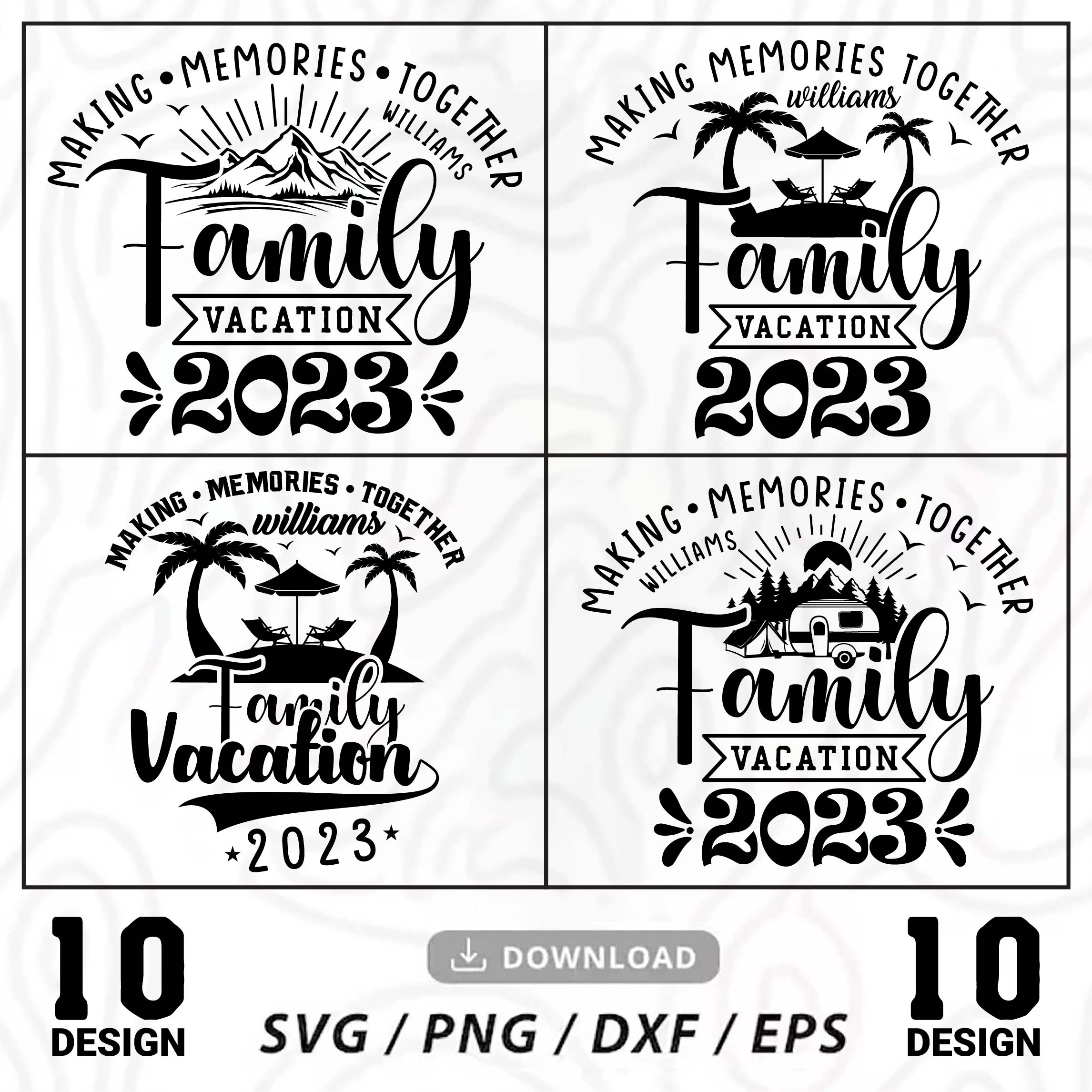 Family Vacation 2023 SVG, Making Memories together, Custom Family Vacation cut files, Summer 2023 vacations preview image.