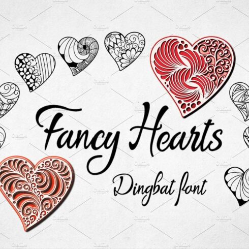 Fancy Hearts Dingbat Font cover image.