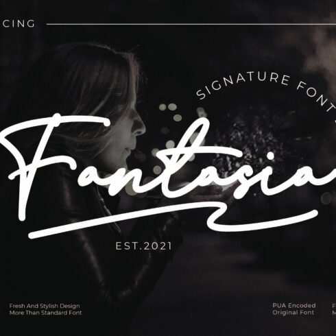 Fantasia - Signature style font cover image.