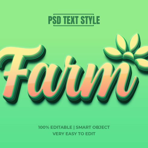 Farm 3D Text Effect PSD Mockupcover image.