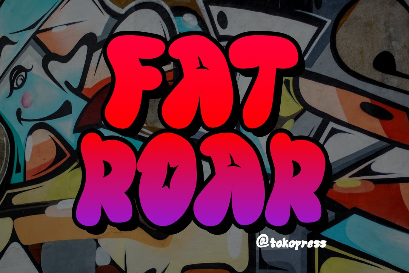 FAT ROAR- Cartoon Graffiti font cover image.