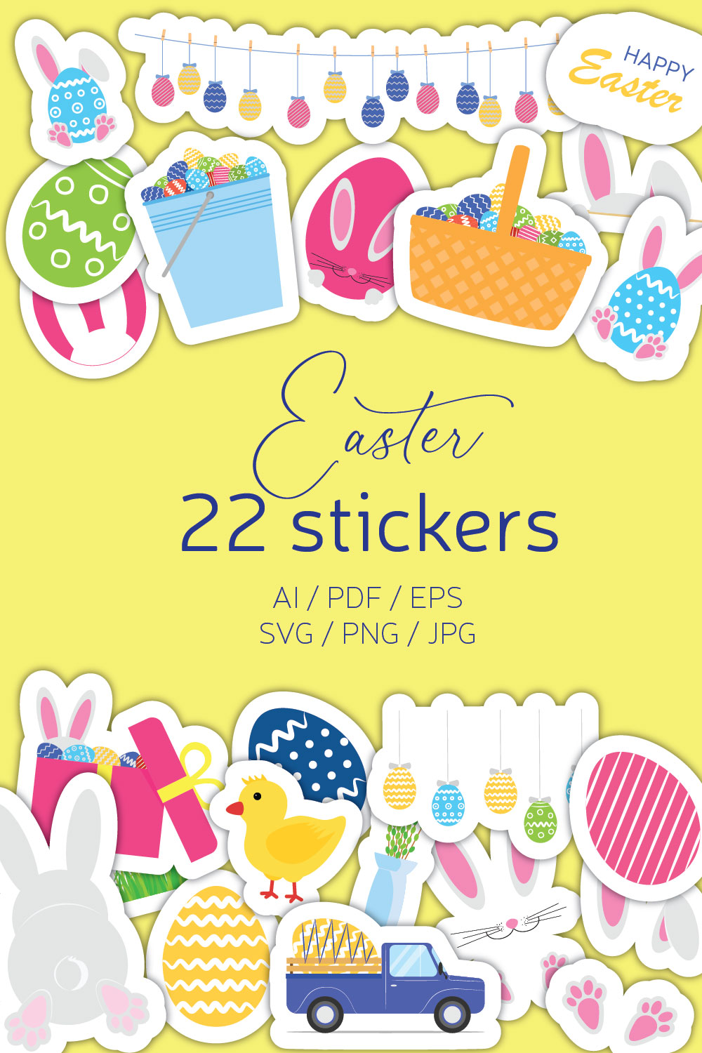 Easter Stickers pinterest preview image.