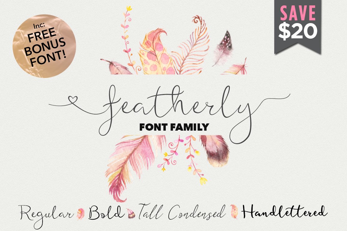 Featherly Font Family cover image.