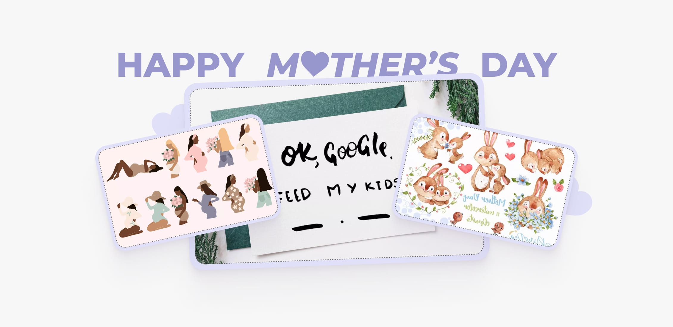 A mother's day card with a picture of a mother and her children.
