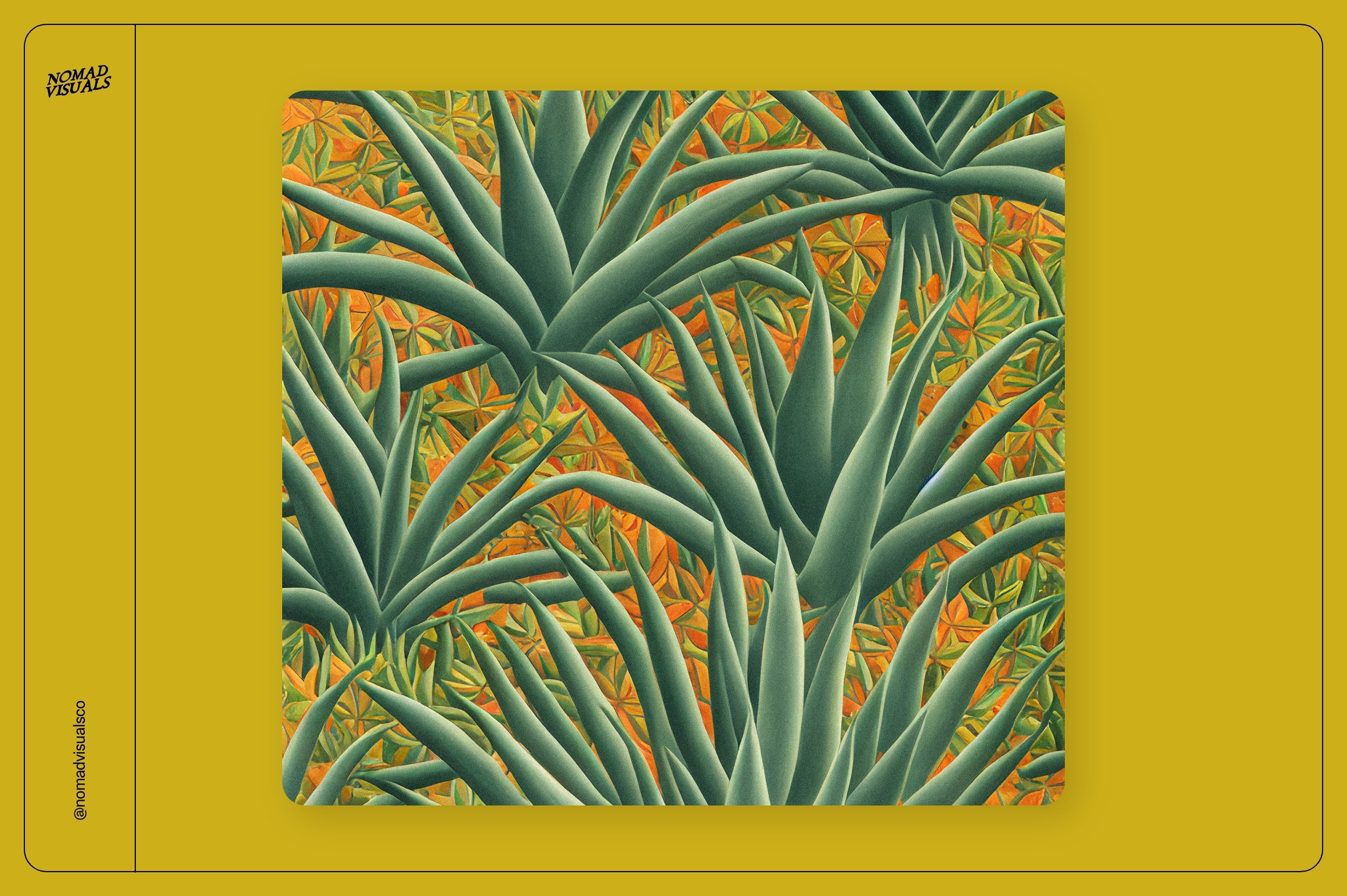 Picture of a green plant on a yellow background.