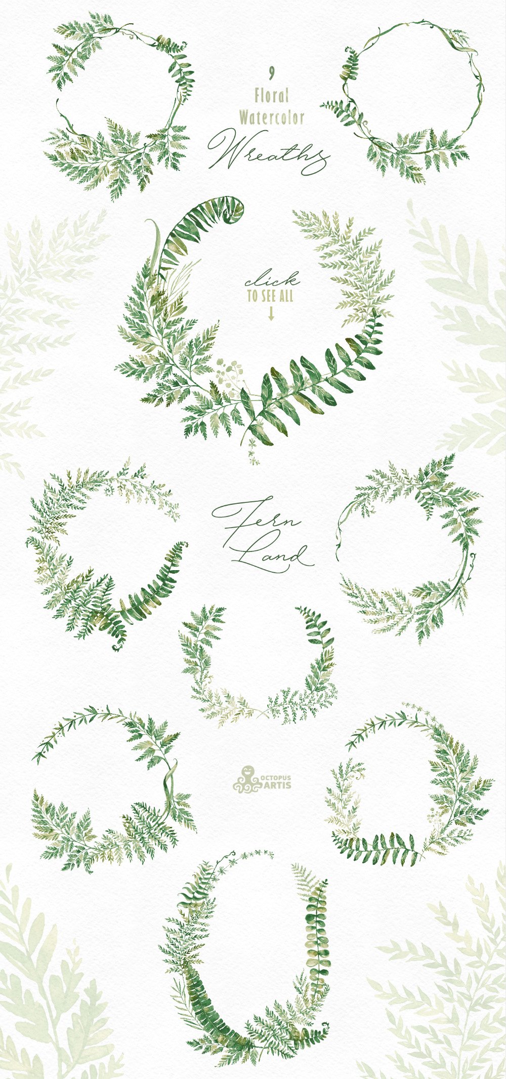 Fern Land. Watercolor Collection preview image.