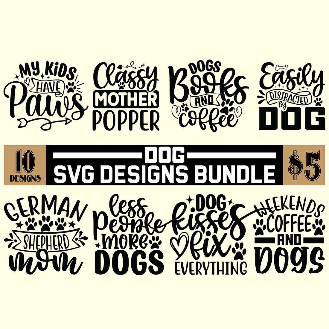 Bundle of svg designs for dogs.