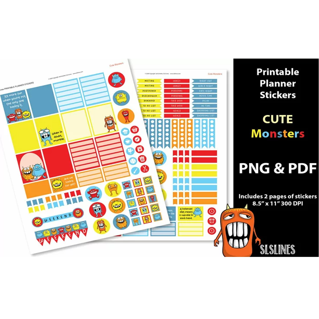 Printable Planner Stickers - Cute Monsters cover image.