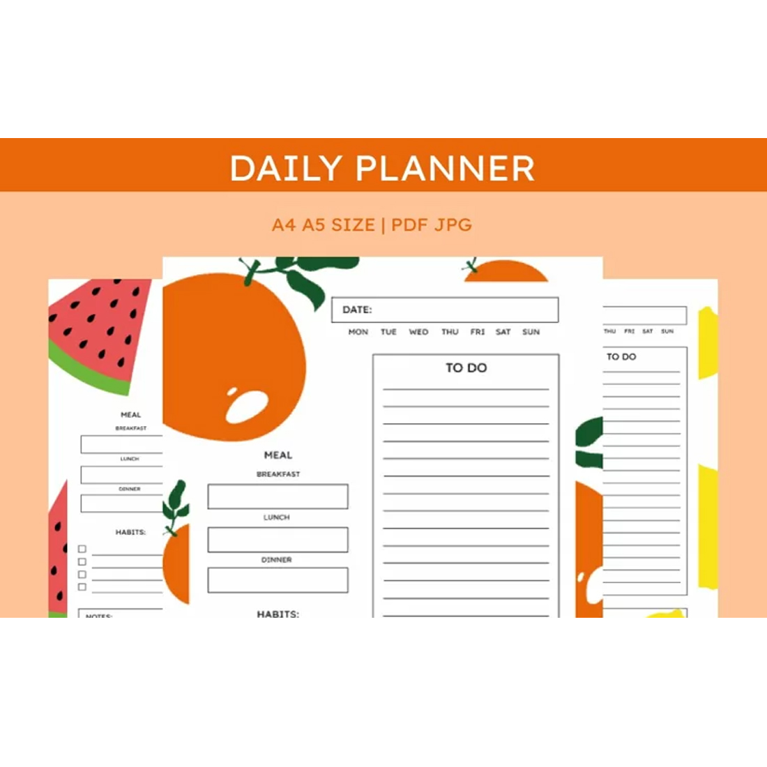 Daily planner printable | Cute daily planner preview image.