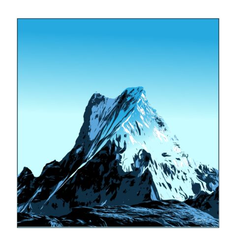 Fishtail mountain Nepal vector cover image.