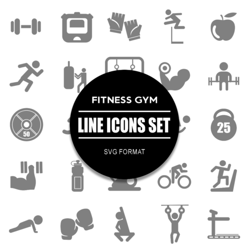 Fitness Gym icon Set cover image.