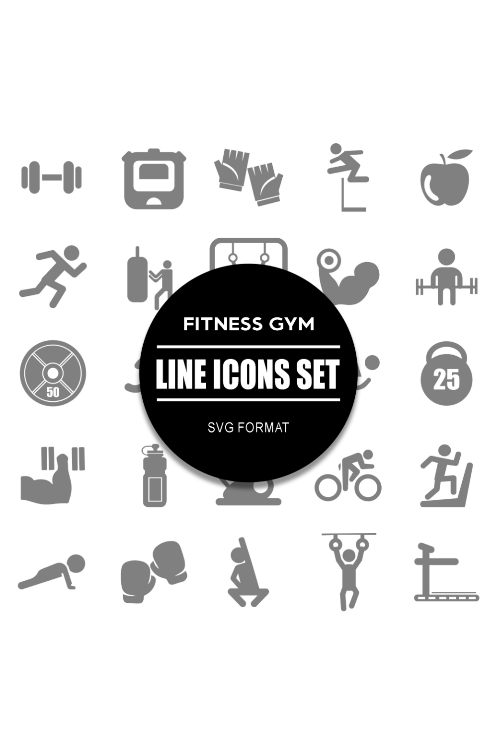 Fitness Gym icon Set pinterest preview image.