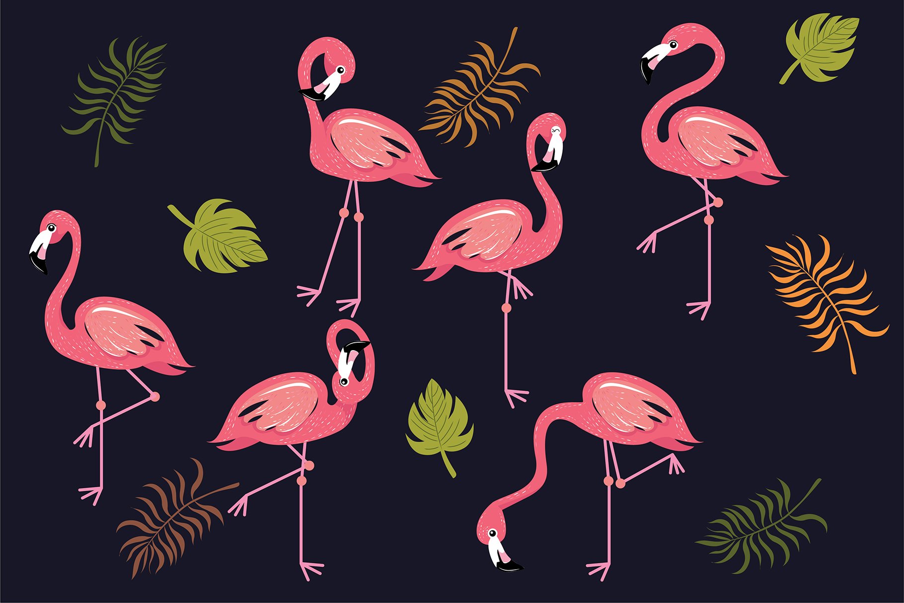 Flamingo Tropical Bird Letter Vector preview image.