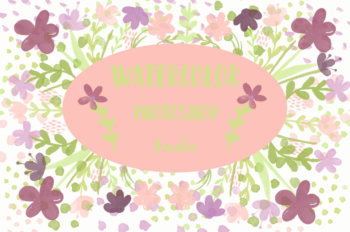 Watercolor Photoshop Floral Brushescover image.