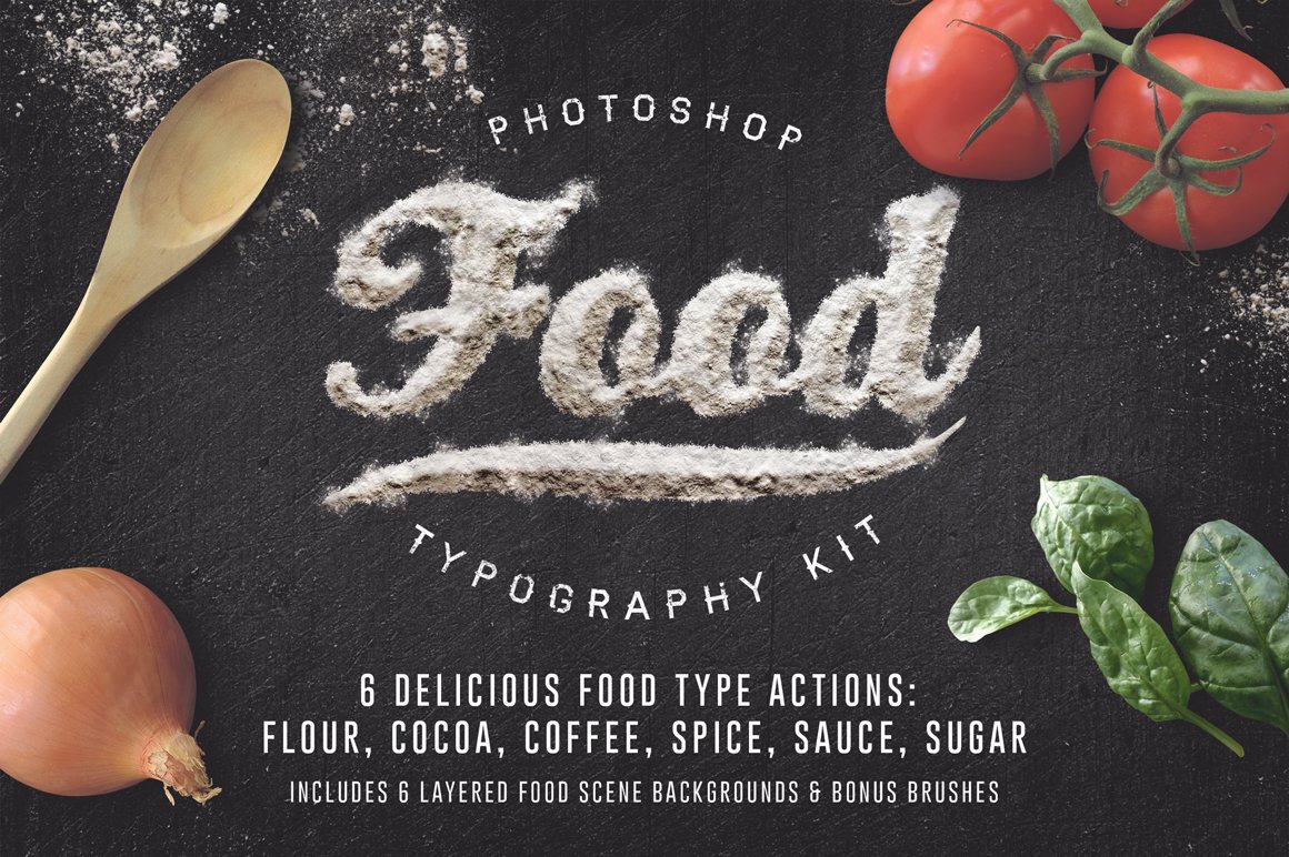 Food Typography PSD Actionscover image.