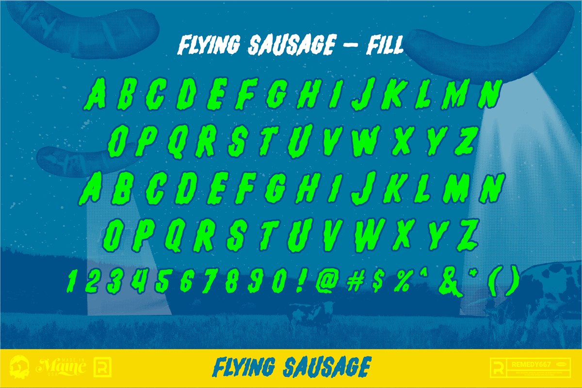 Flying Sausage – Layered Sci Fi Font preview image.