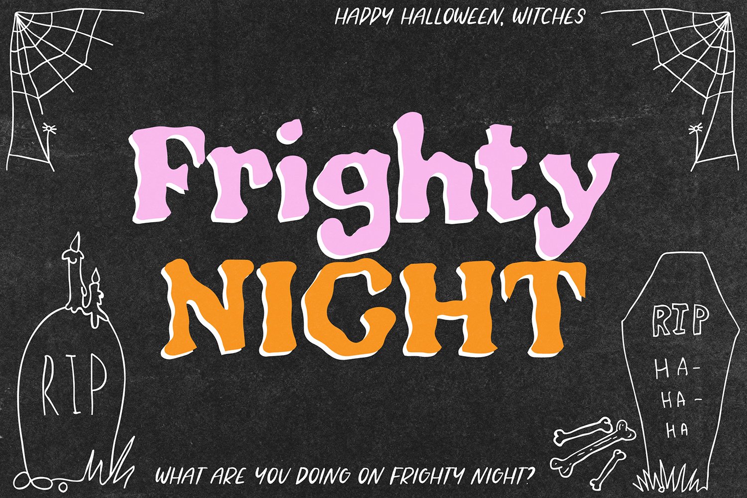 FRIGHTY NIGHT Spooky Halloween Font cover image.