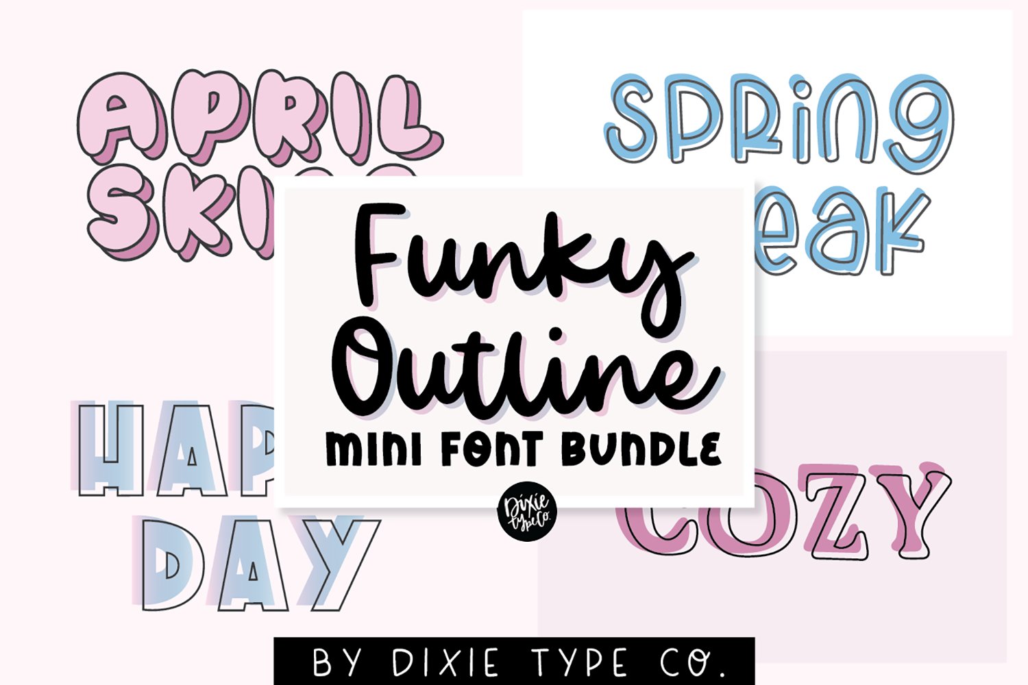 FUNKY OUTLINE Font Bundle cover image.