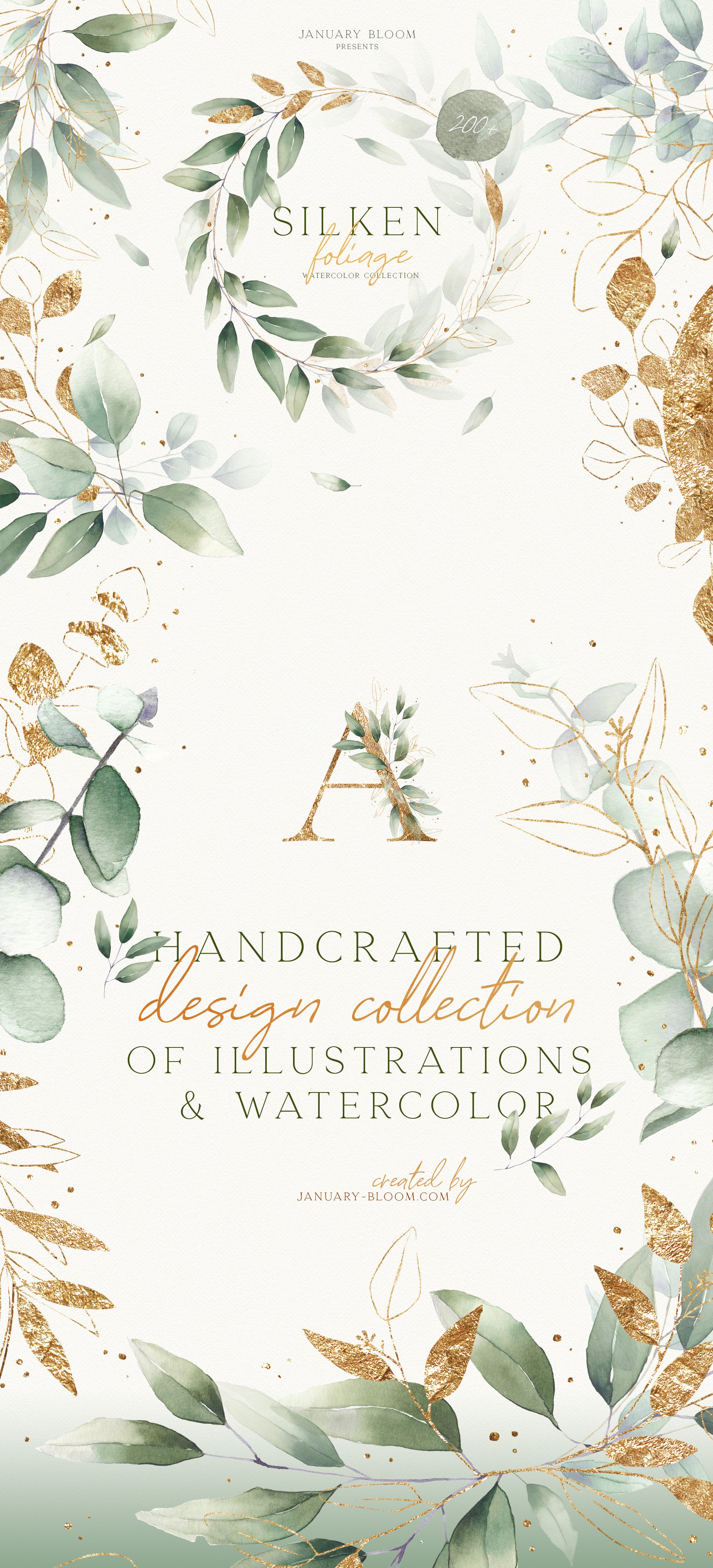 watercolour luxury foliage gold leaf cover image.