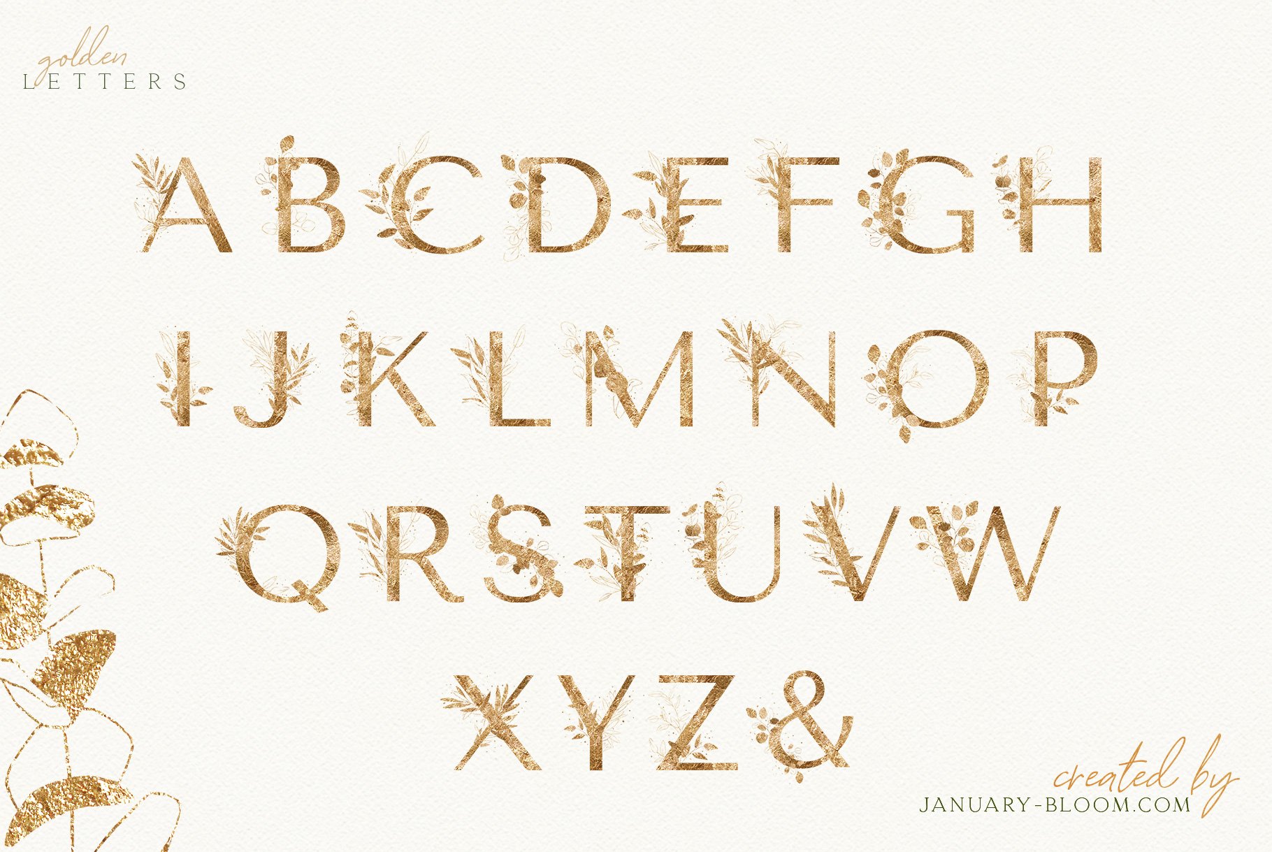 Font that has been drawn with gold ink.