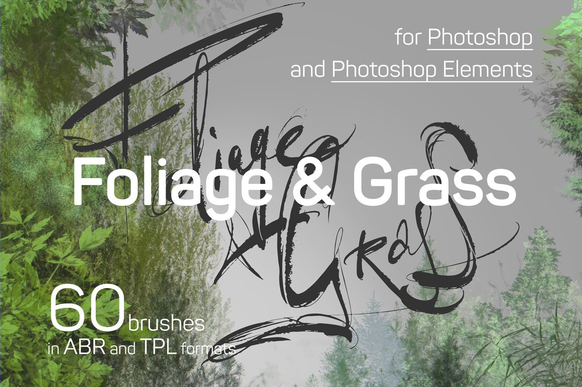 60 Photoshop Foliage & Grass brushescover image.
