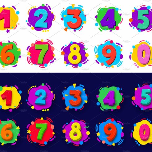 Colored cartoon numbers. cover image.