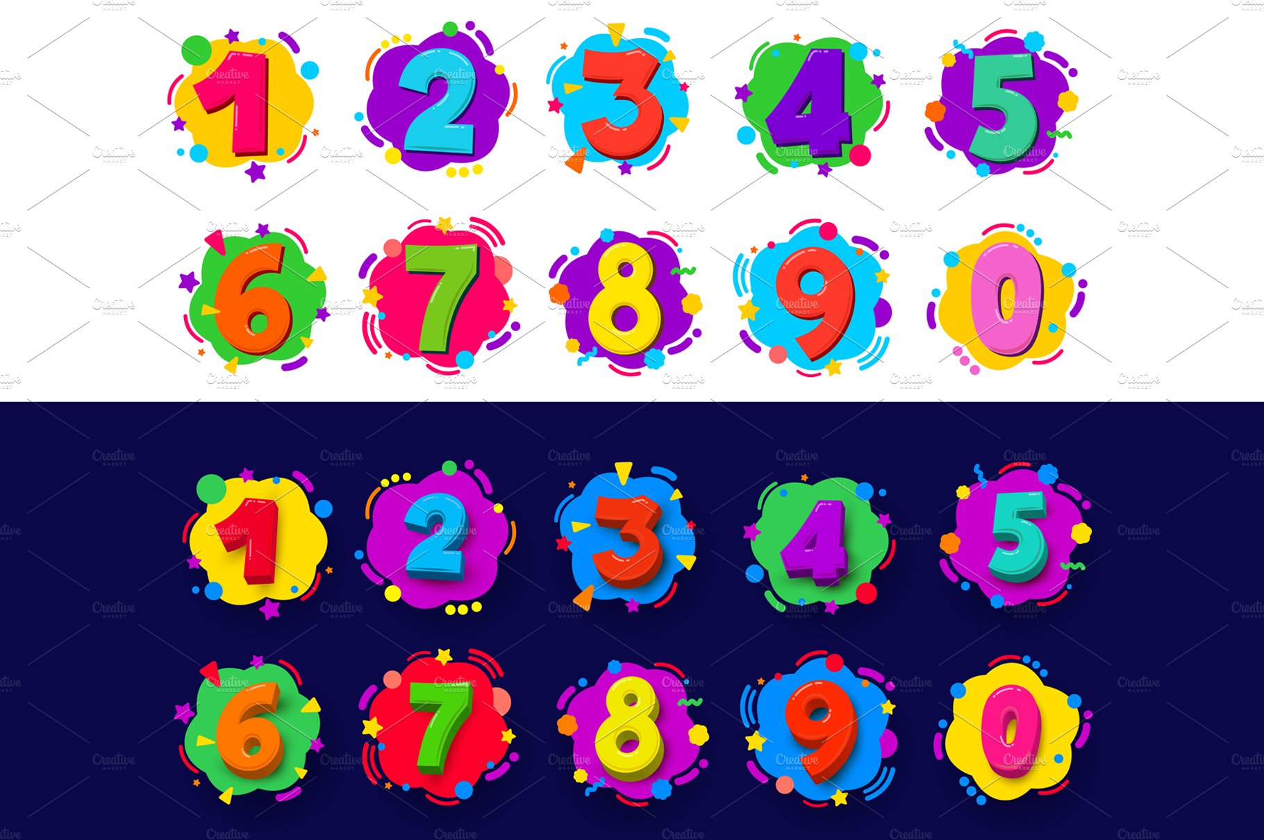 Colored cartoon numbers. cover image.