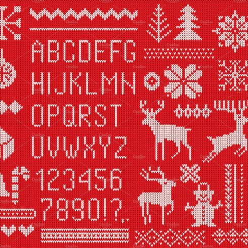 Knitted font, elements and borders. cover image.